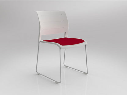 Game Chair With Upholstery - Sled Base - White Frame