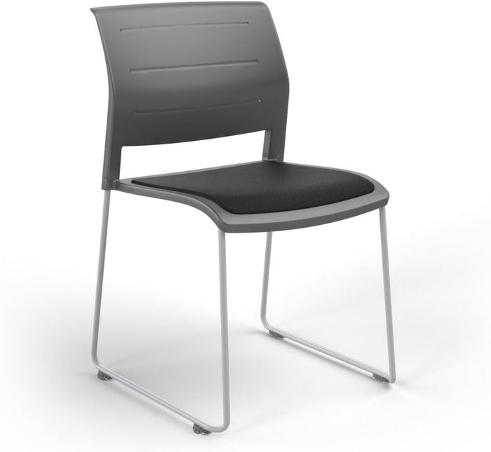 Game Chair With Upholstery - Sled Base - White Frame