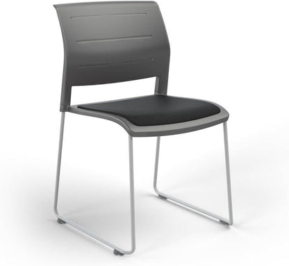 Game Chair With Upholstery - Sled Base - White Frame