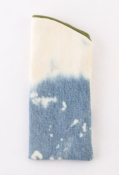 Glasses Case - jeans - green trim
