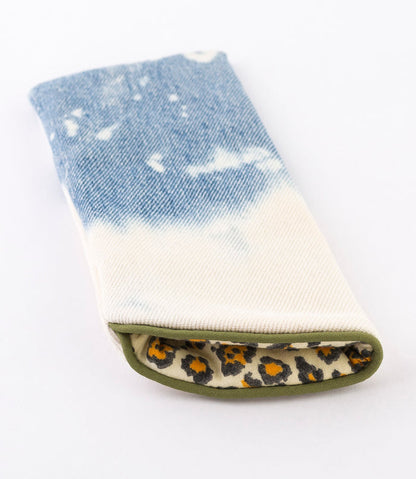 Glasses Case - jeans - green trim