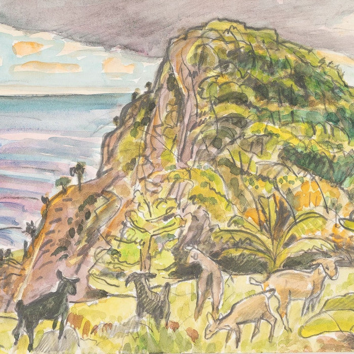 Goats Saba - Landscape by Maine Artist Elena Jahn
