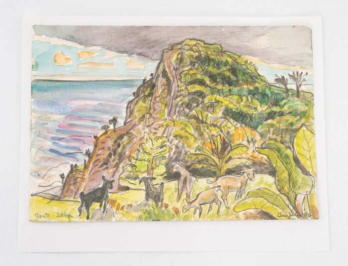 Goats Saba - Landscape by Maine Artist Elena Jahn