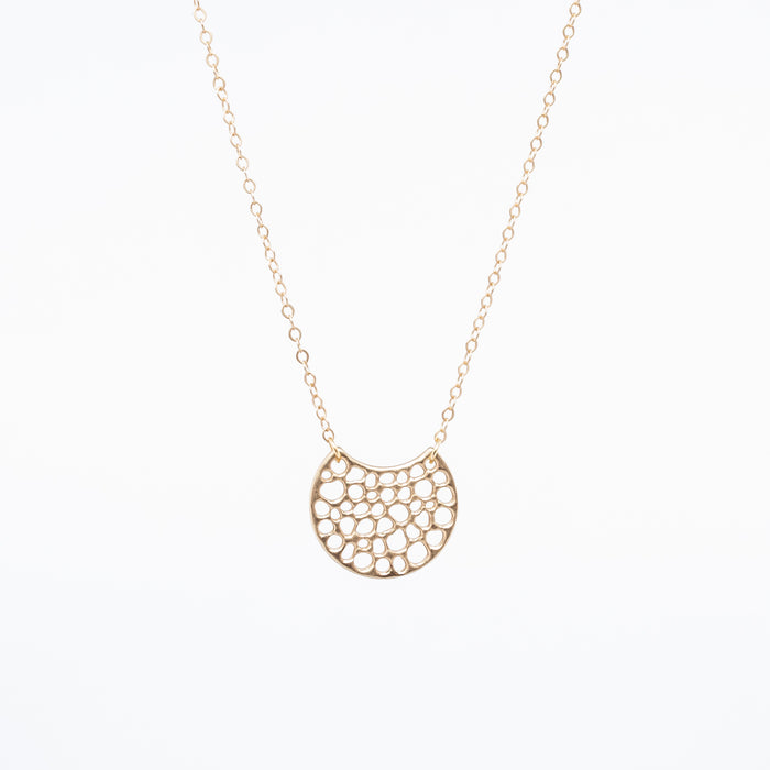 coral necklace in gold - thin chain - pendant - jewelry