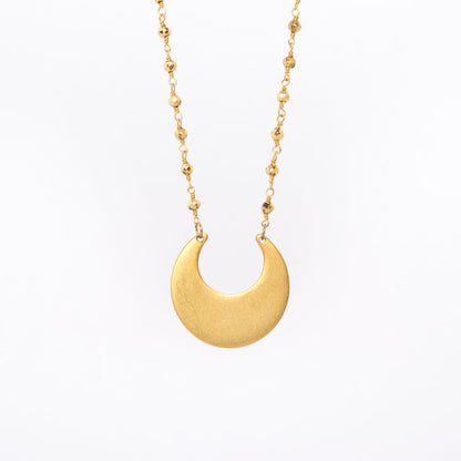 crescent moon necklace - egyptian inspired - matte gold - made in Maine