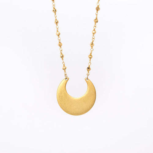 crescent moon necklace - egyptian inspired - matte gold - made in Maine