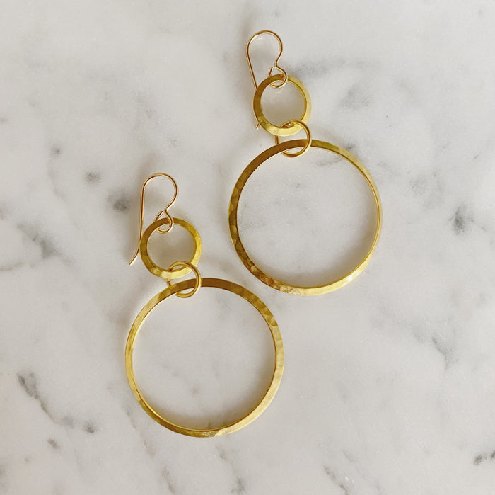 Gold Double Hoops