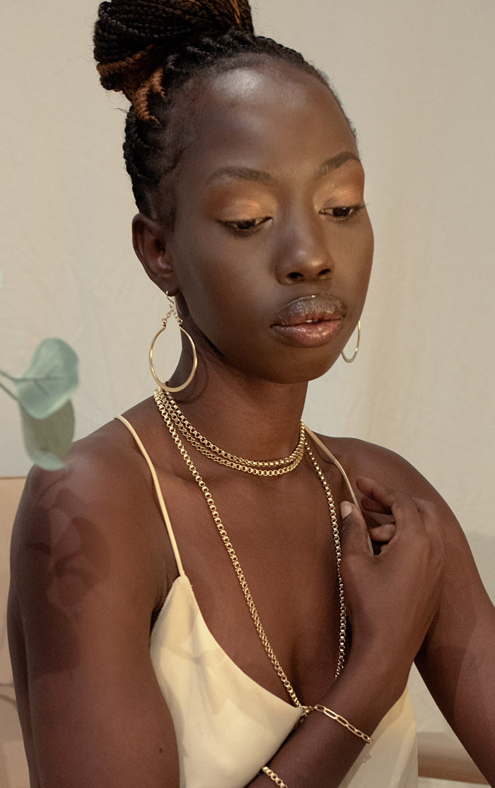 ~ Gold Drop Hoop Earring
