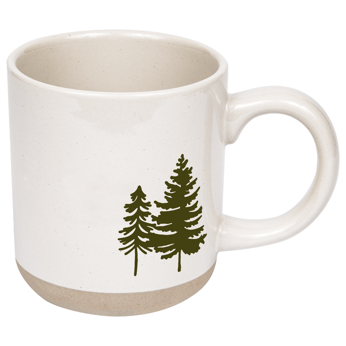 Green Trees 14 oz Cream Stoneware Coffee Mug [Online Only]