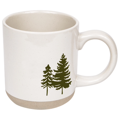 Green Trees 14 oz Cream Stoneware Coffee Mug [Online Only]