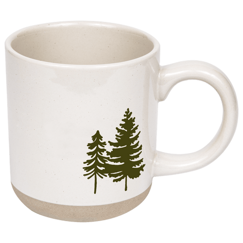 Green Trees 14 oz Cream Stoneware Coffee Mug [Online Only]