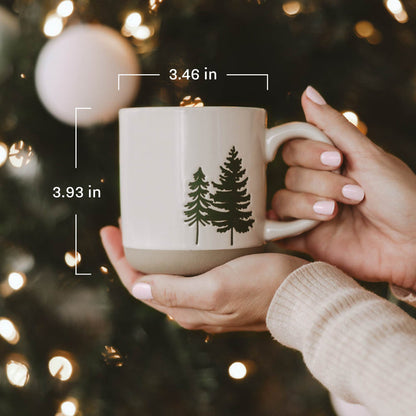 Green Trees 14 oz Cream Stoneware Coffee Mug [Online Only]