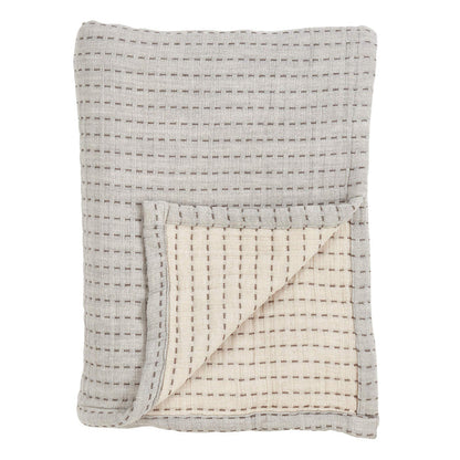 Grey Cozy Warmth 100% Pure Cotton Line-Stitch Design Throw Blanket 50" x 60" [Online Only]