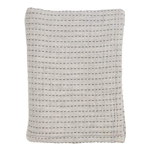 Grey Cozy Warmth 100% Pure Cotton Line-Stitch Design Throw Blanket 50" x 60" [Online Only]