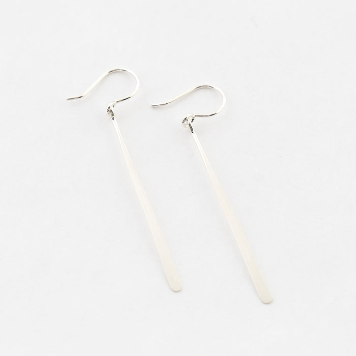 simple hammered bar earrings - sterling silver - modern jewelry - handmade in Maine