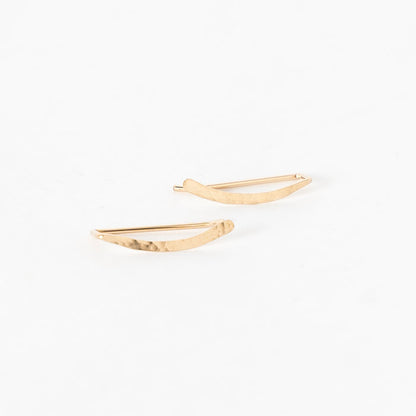 gold-filled ear climbers - hammered sweep ear crawlers - textured metal -