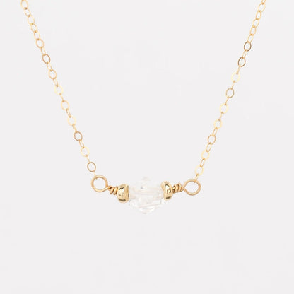gold herkimer diamond necklace - delicate gold plated chain - lobster clasp - gold filled beads - women's jewelry