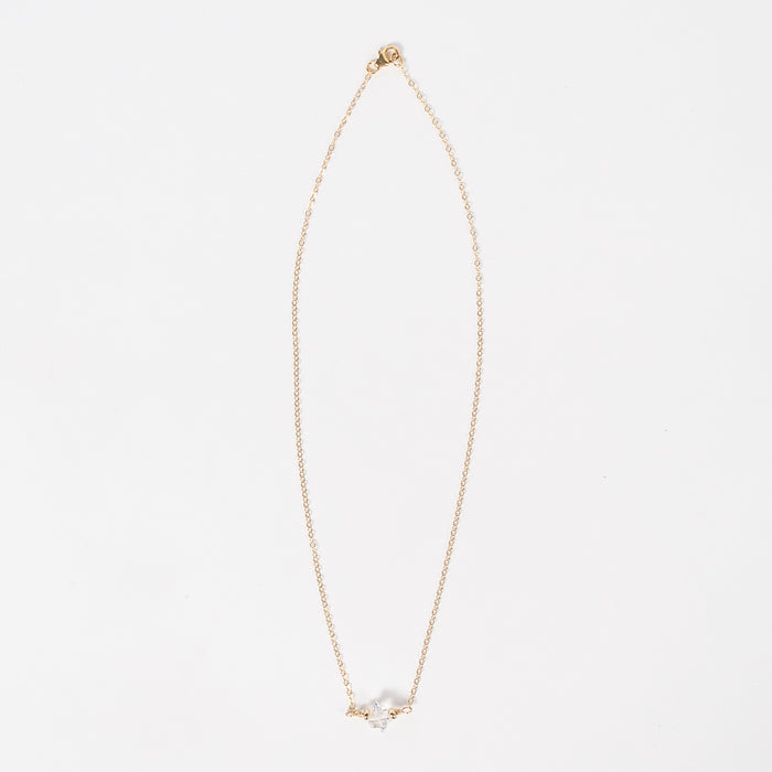 diamond necklace - gold plated chain - delicate - lobster claw clasp - handmade jewelry from Portland, Maine