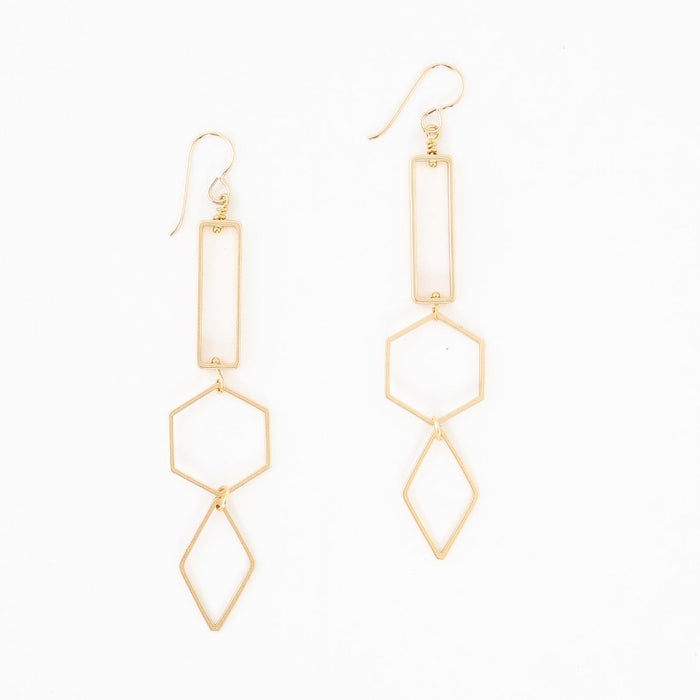 Hexagon + Diamond Earrings