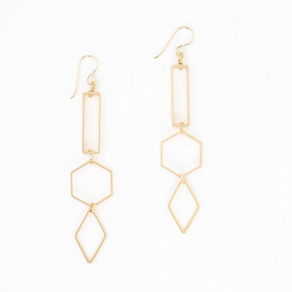 Hexagon + Diamond Earrings