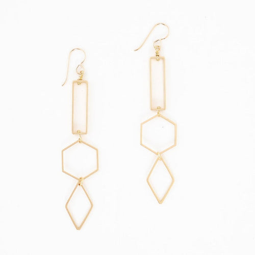 Hexagon + Diamond Earrings