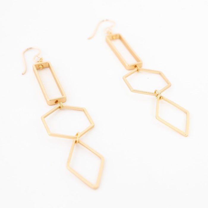 Hexagon + Diamond Earrings