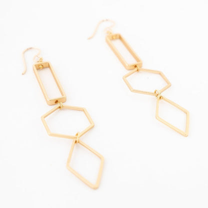 Hexagon + Diamond Earrings