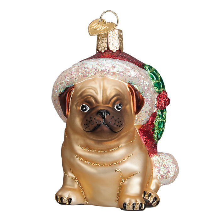 Holly Hat Pug Ornament [Online Only]