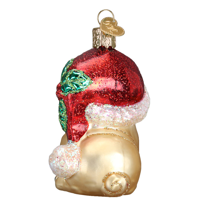 Holly Hat Pug Ornament [Online Only]