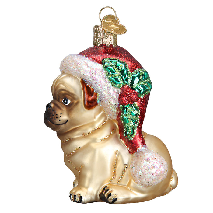 Holly Hat Pug Ornament [Online Only]