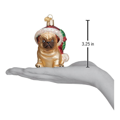 Holly Hat Pug Ornament [Online Only]