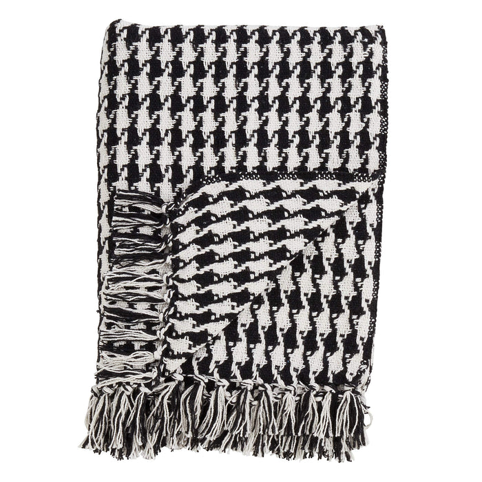 Houndstooth Tassels 100% Cotton Woven Decorative Throw Blanket, 50" x 60" [Online Only]