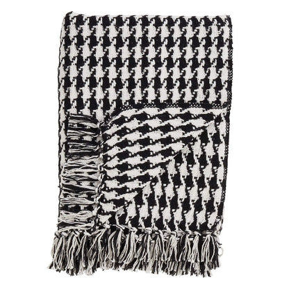 Houndstooth Tassels 100% Cotton Woven Decorative Throw Blanket, 50" x 60" [Online Only]