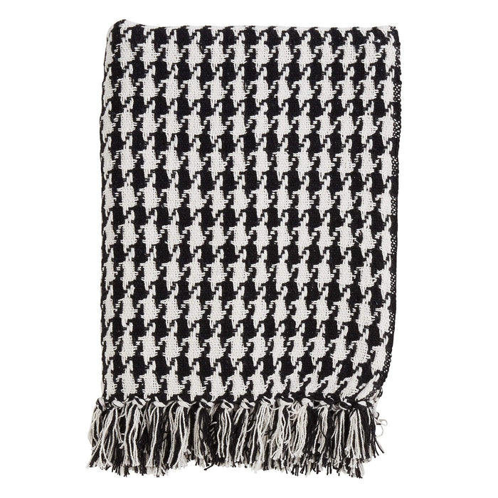 Houndstooth Tassels 100% Cotton Woven Decorative Throw Blanket, 50" x 60" [Online Only]
