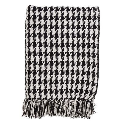 Houndstooth Tassels 100% Cotton Woven Decorative Throw Blanket, 50" x 60" [Online Only]