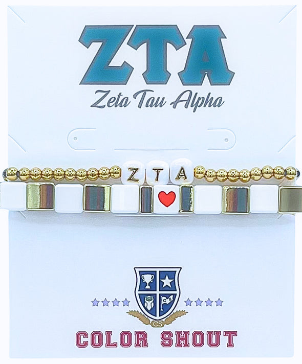 I Love My Sorority Bracelet Stack- Zeta Tau Alpha
