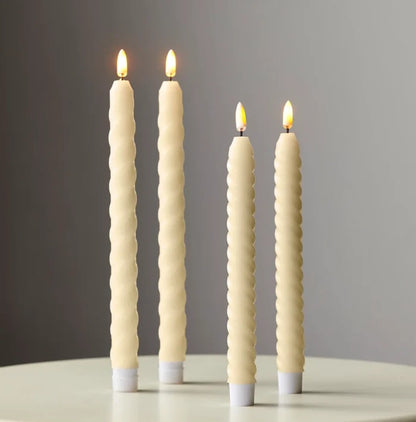 Ivory Twist Taper Flameless Candles 10.5" (Set of 2)