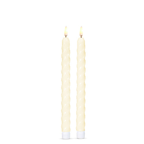 Ivory Twist Taper Flameless Candles 10.5" (Set of 2)