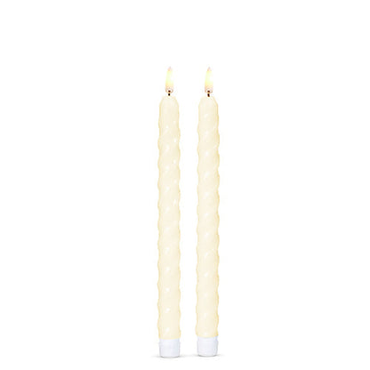 Ivory Twist Taper Flameless Candles 10.5" (Set of 2)