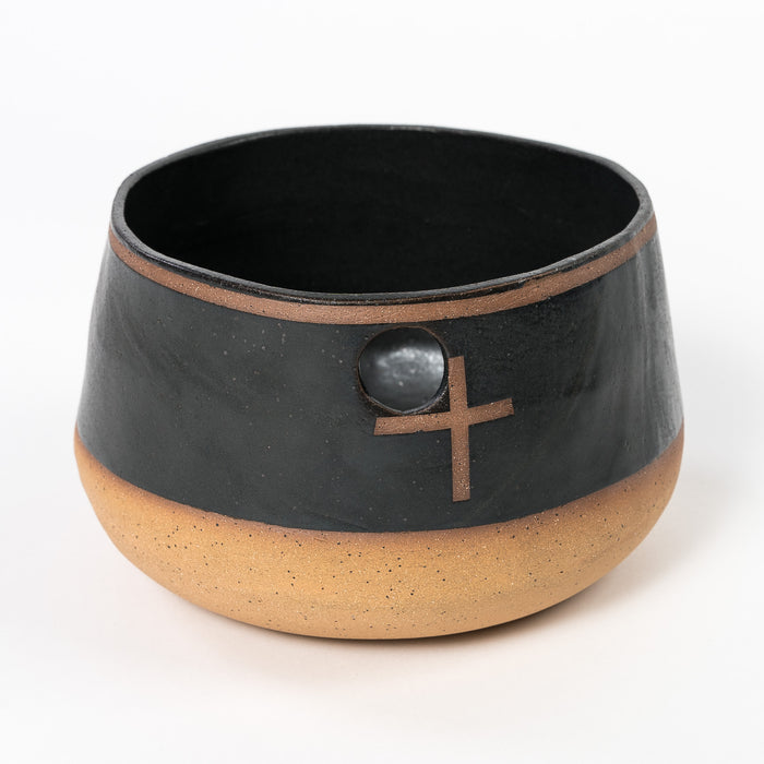 Large Black + Brown Pot