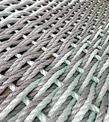 Large Doubleweave Light Gray and Seafoam Lobster Rope Mat