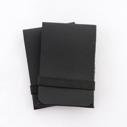 black leather wallet - minimalist wallet - convenient elastic closure - handmade in Maine