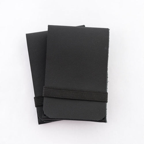 black leather wallet - minimalist wallet - convenient elastic closure - handmade in Maine