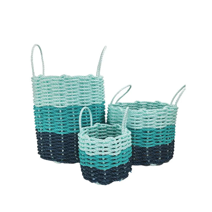 Lobster Rope Storage Basket Navy Blue, Teal, Seafoam