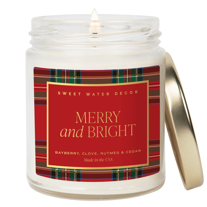 Merry and Bright Soy Candle - Patterned Clear Jar - 9 oz [Online Only]