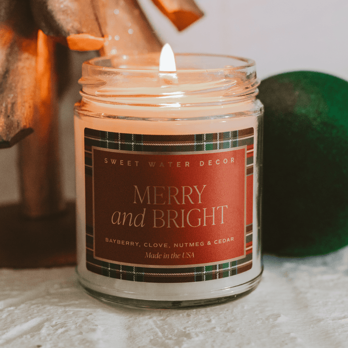 Merry and Bright Soy Candle - Patterned Clear Jar - 9 oz [Online Only]