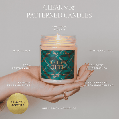 Merry and Bright Soy Candle - Patterned Clear Jar - 9 oz [Online Only]