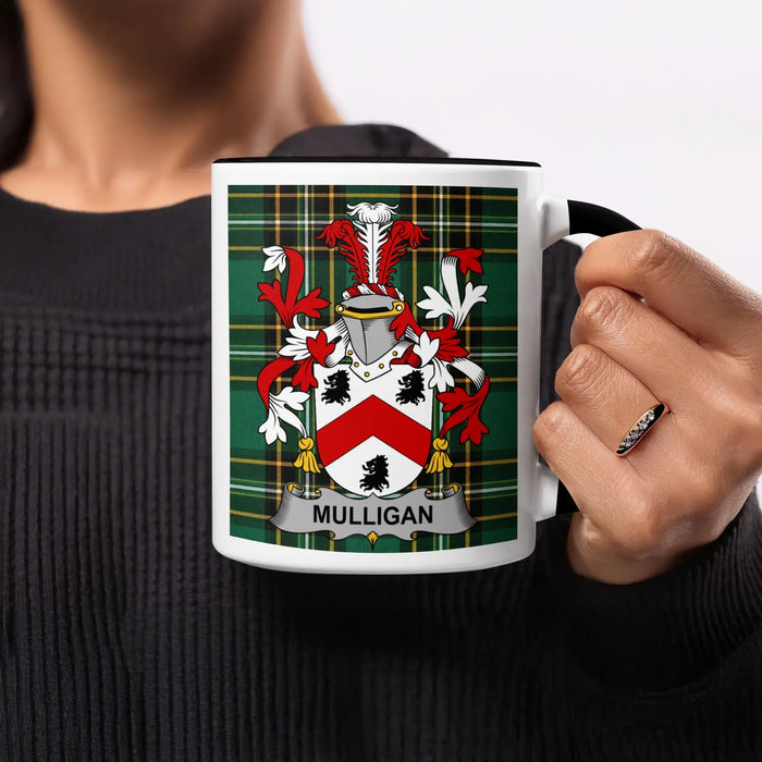 Mulligan Irish heritage mug with black handle and interior