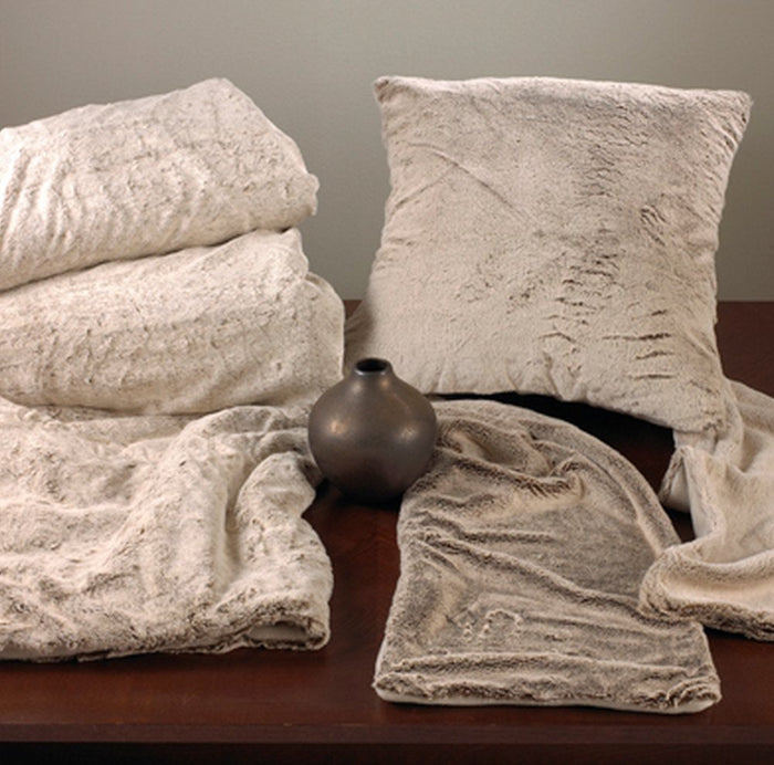 Natural Faux Fur Decorative Throw Pillow. 18"W x 18"L [Online Only]