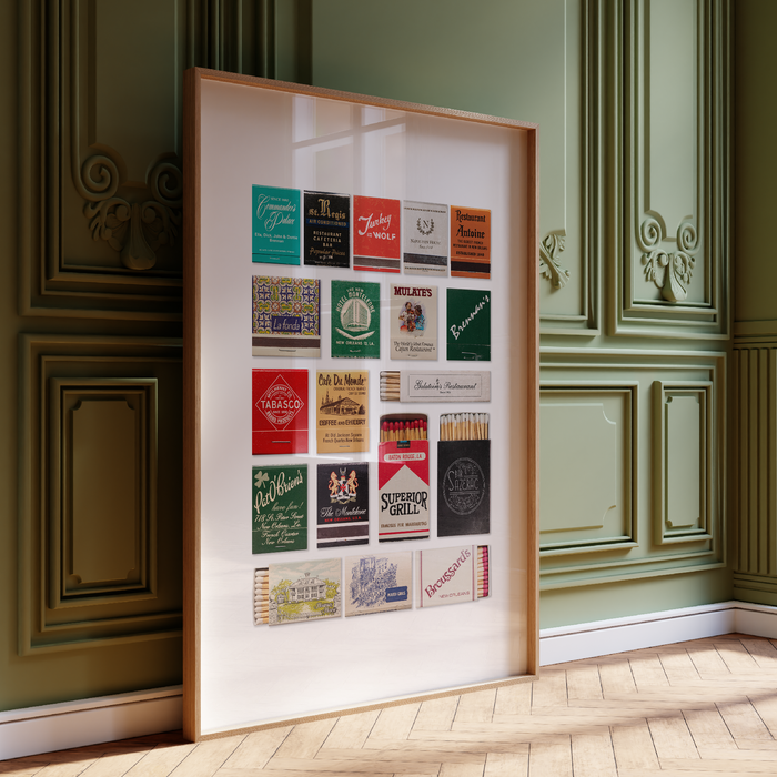 New Orleans Matchbook Collage Poster w/Frame Options [Online Only]